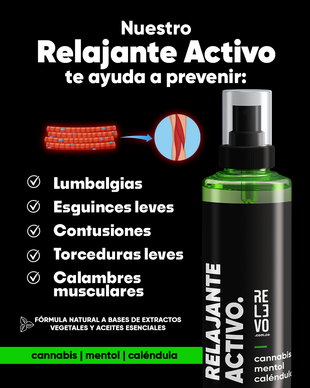 Relajante Muscular Avanzado Para Deportistas con Cannabis, Caléndula y Mentol - Efecto Analgésico y Duradero